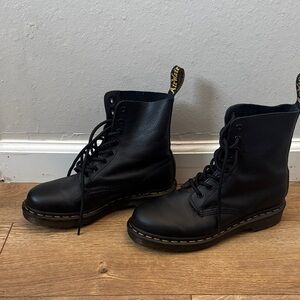 Black Leather Lace-Up Boots